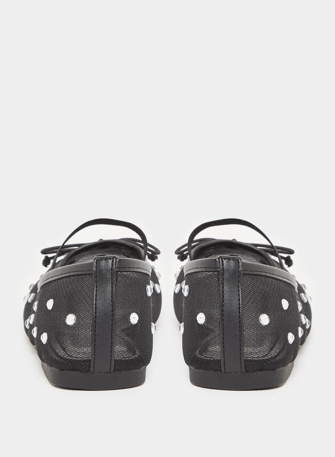 Styli Black Polka Dot Embellished Ballerina - Image 4